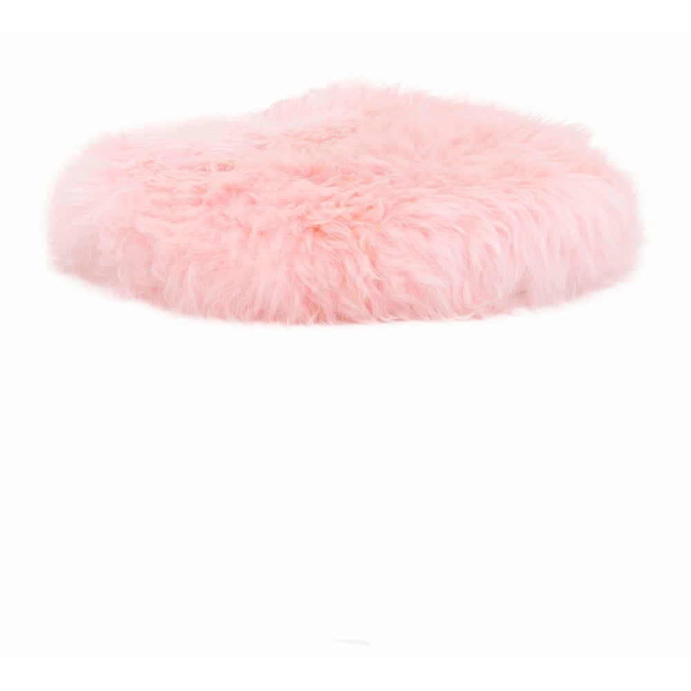 Ružový sedák z ovčej kožušiny Native Natural Round ⌀ 40 cm
