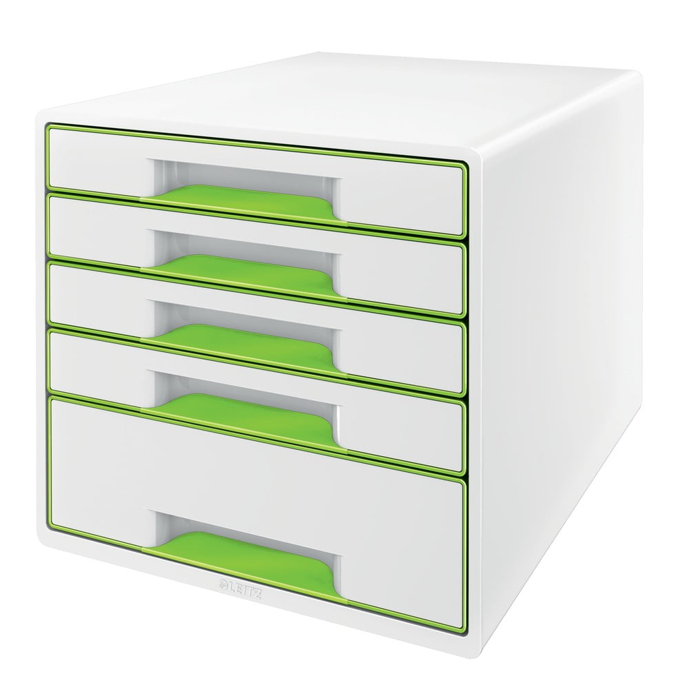 Bielo-zelený zásuvkový box Leitz WOW CUBE 5 zásuviek
