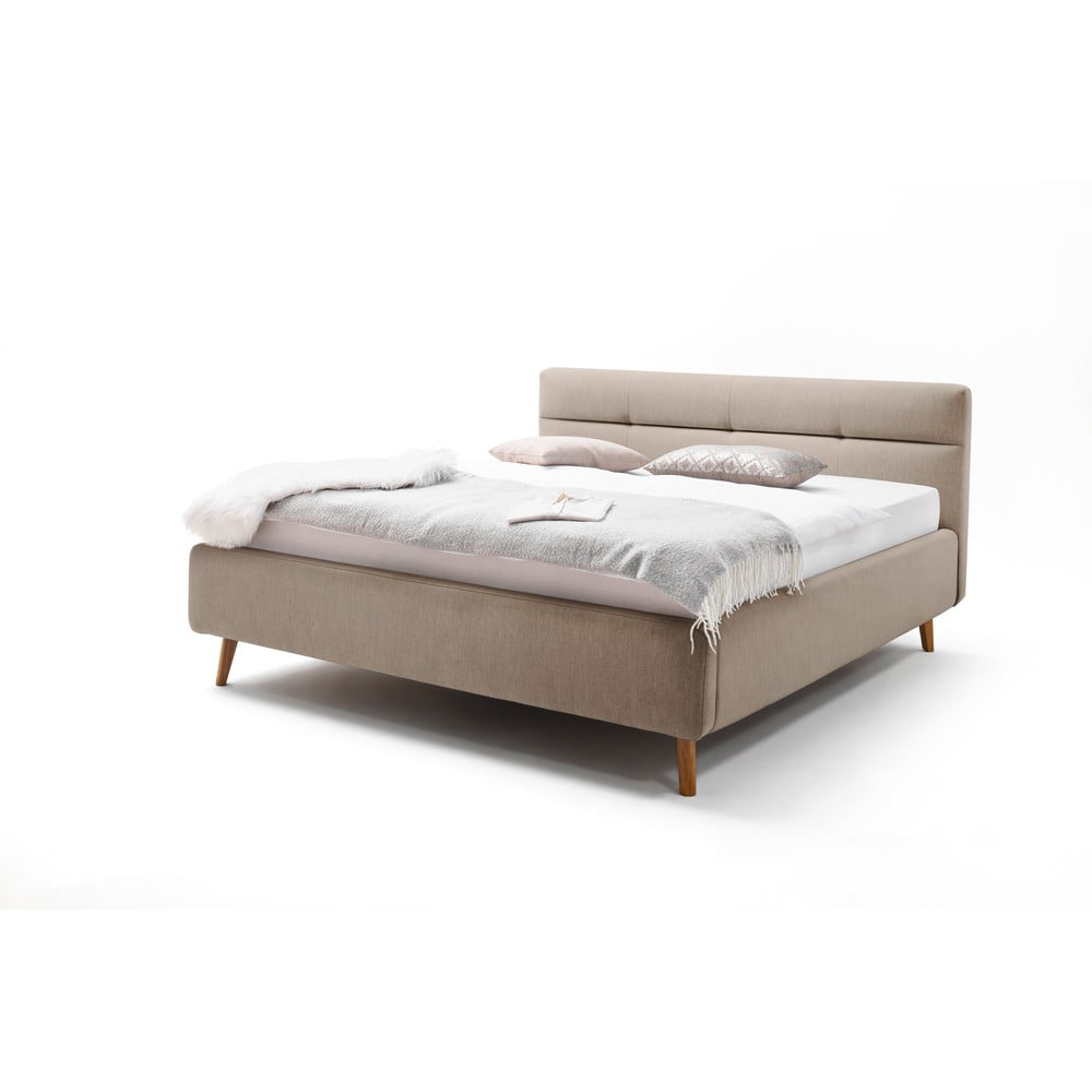 Béžová dvojlôžková posteľ s roštom a úložným priestorom Meise Möbel Lotte 180 x 200 cm