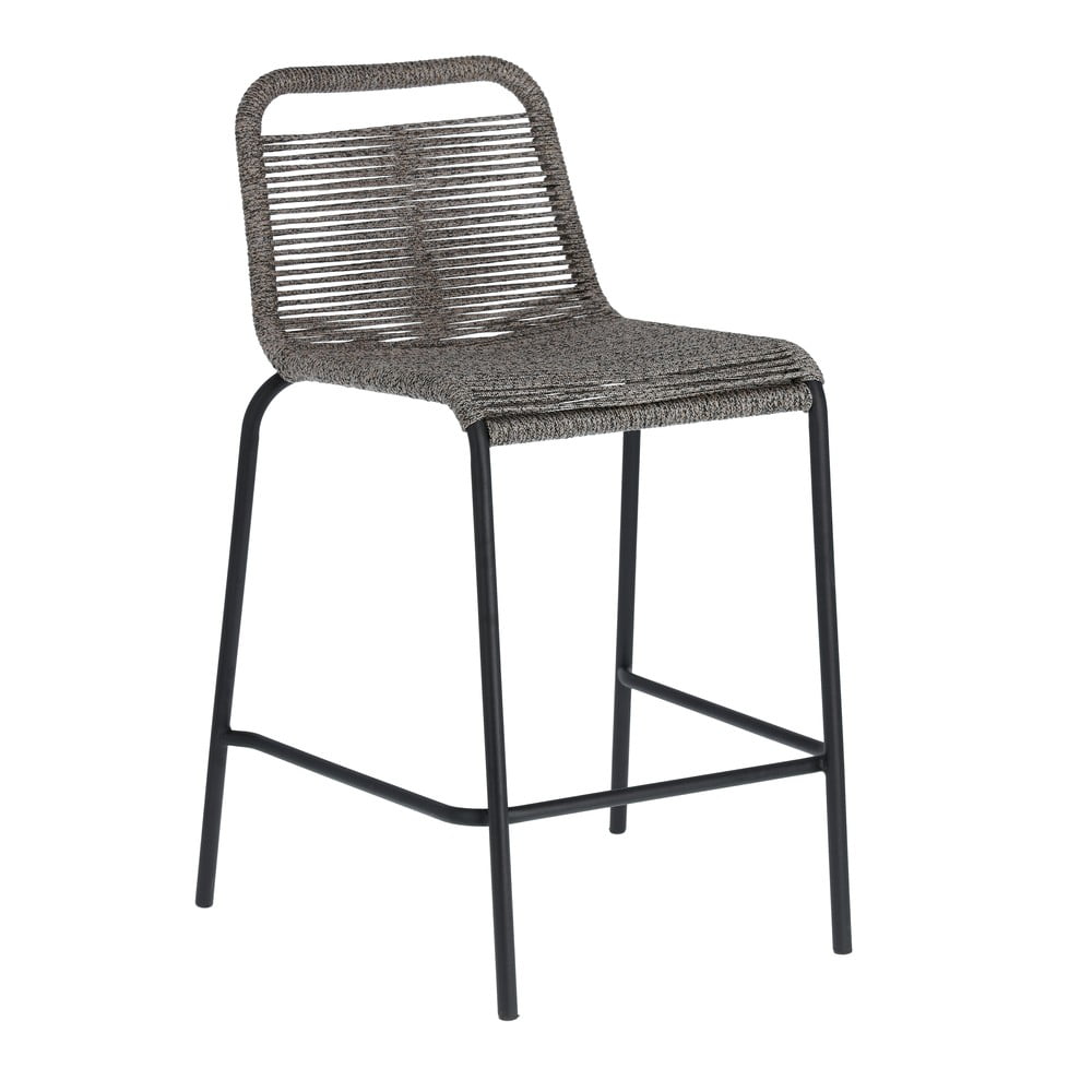 Sivá barová stolička s oceľovou konštrukciou Kave Home Glenville výška 62 cm