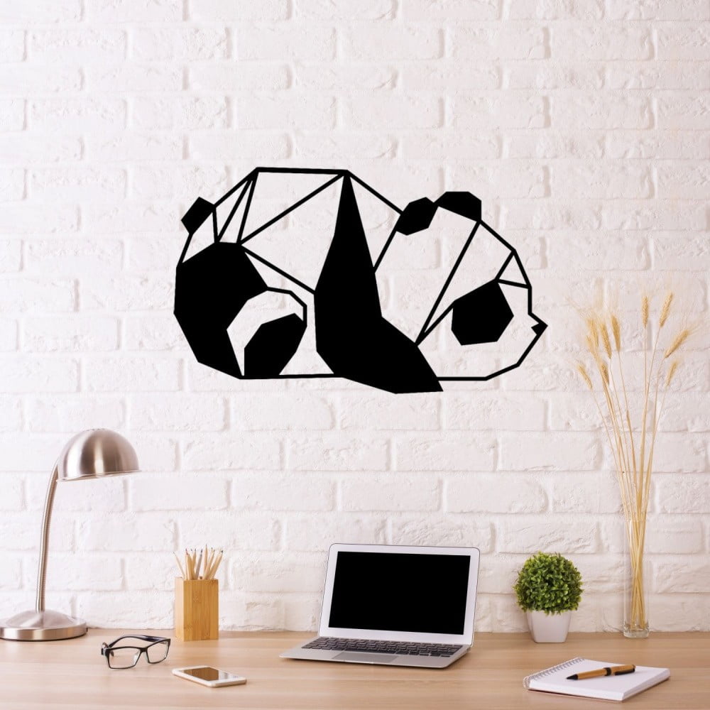 Čierna kovová nástenná dekorácia Panda 55 × 33 cm