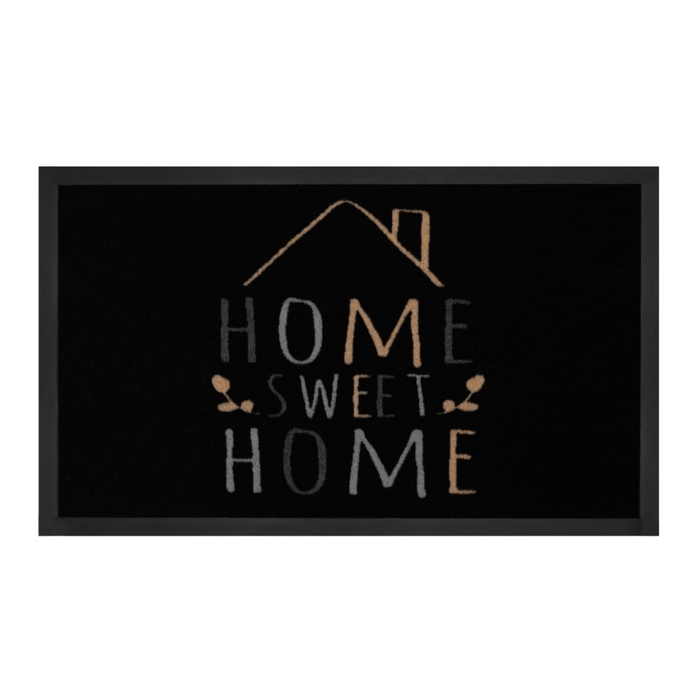 Čierna rohožka Hanse Home Home Sweet Home 45 x 75 cm