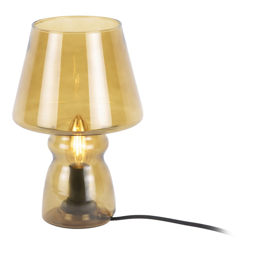 Horčicovožltá sklenená stolová lampa Leitmotiv Glass výška 25 cm