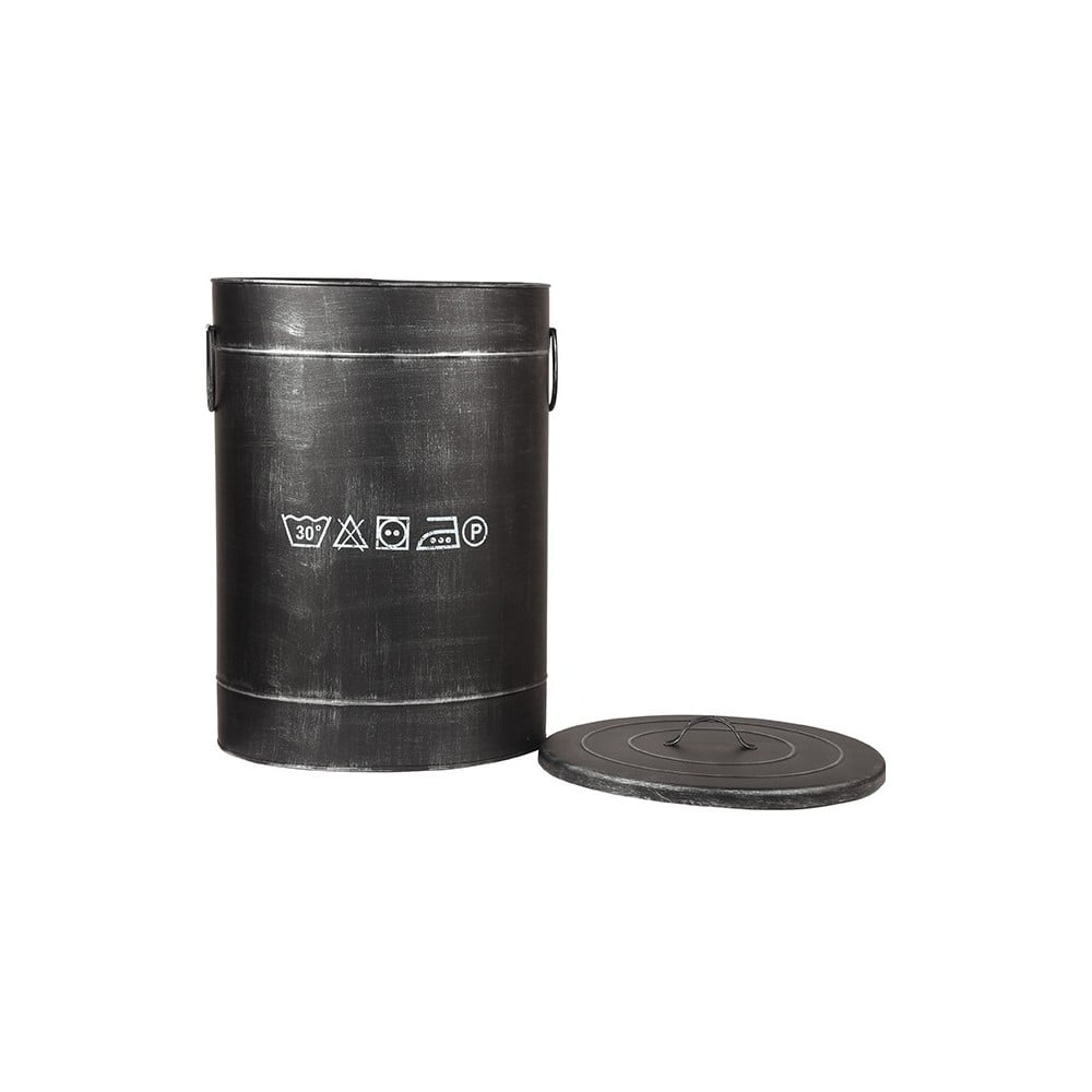 Čierny kovový kôš na špinavé prádlo LABEL51 ⌀ 40 cm