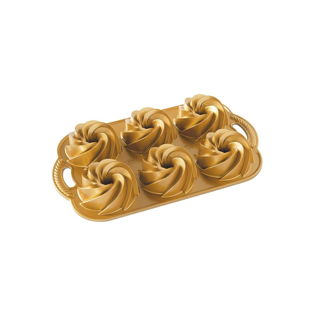Forma na minibábovky v zlatej farbe Nordic Ware Mini Rondo 950 ml