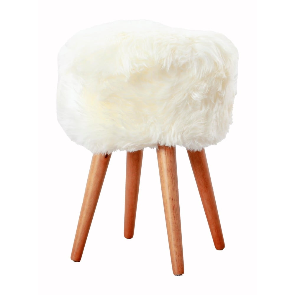 Stolička s bielym sedadlom z ovčej kožušiny Native Natural ⌀ 30 cm