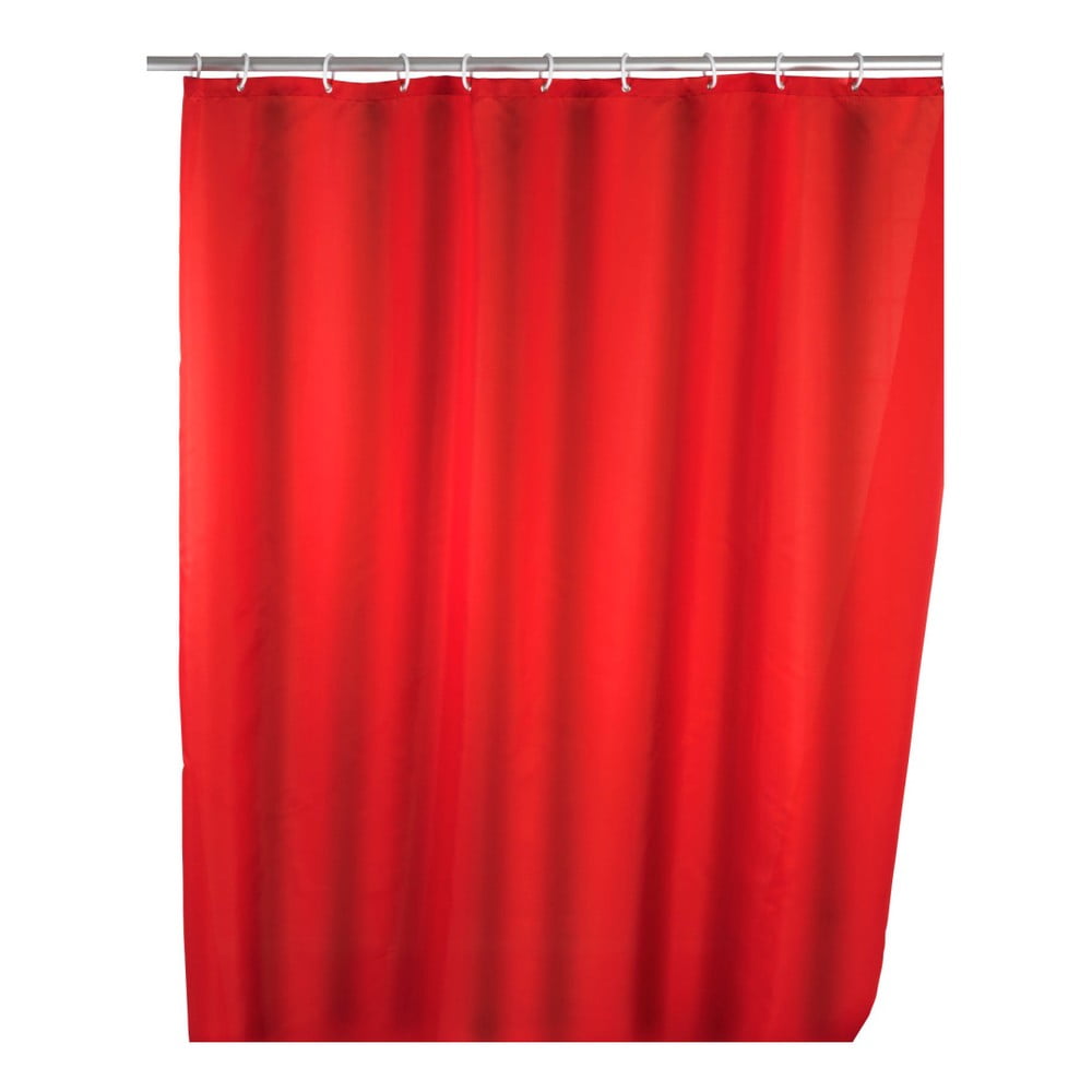 Červený sprchový záves Wenko Puro 180 x 200 cm