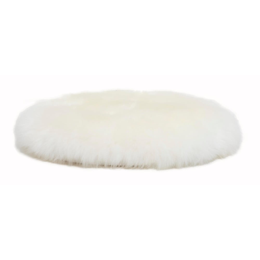 Biely sedák z ovčej kožušiny Native Natural Round ⌀ 40 cm