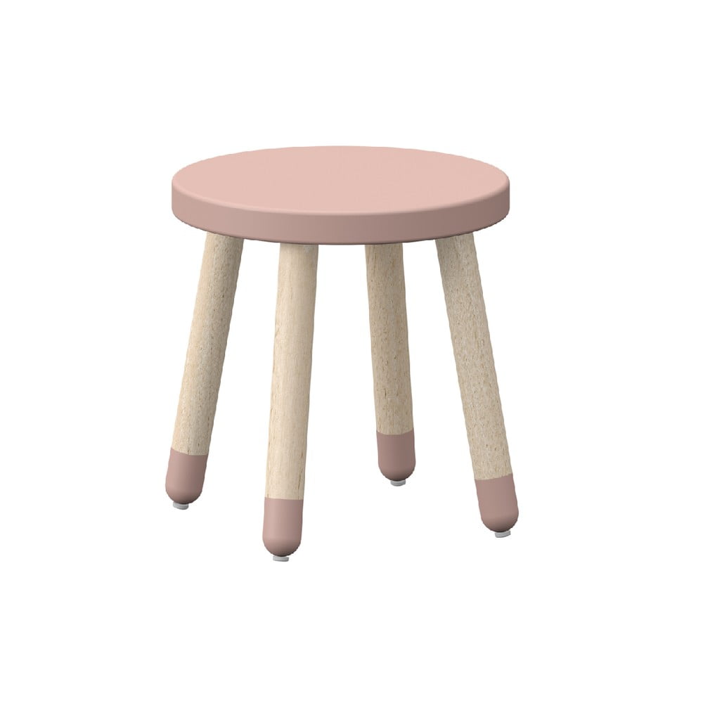 Ružová detská stolička s nohami z jaseňového dreva Flexa Play ø 30 cm