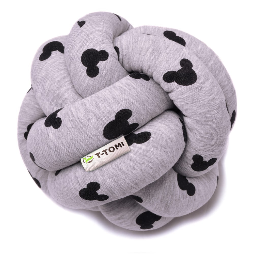 Sivo-čierna bavlnená pletená loptička T-TOMI Mickey ø 20 cm