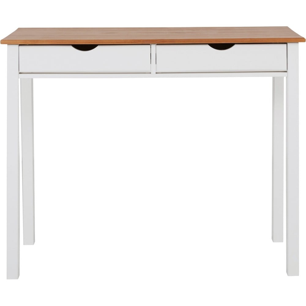 Bielo-hnedý pracovný stôl z borovicového dreva Støraa Gava dĺžka 100 cm
