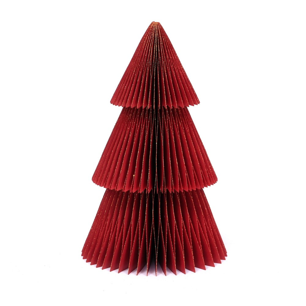Trblietavá červená papierová vianočná ozdoba v tvare stromu Only Natural výška 225 cm