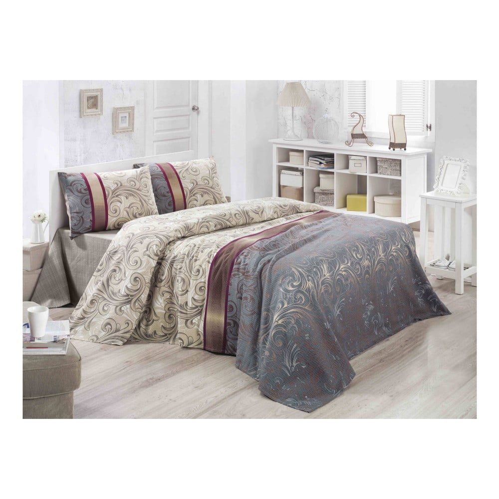 Ľahká prešívaná bavlnená prikrývka cez posteľ Carro Gris 140 × 200 cm