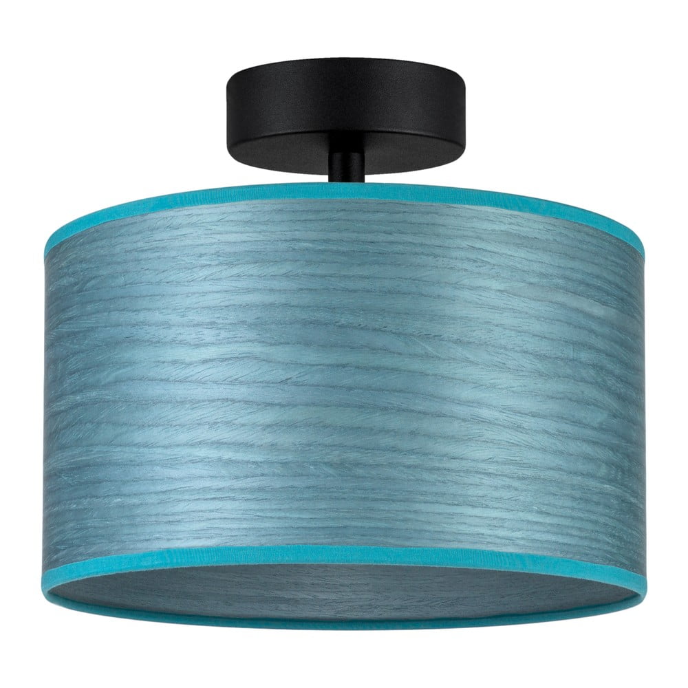 Modré stropné svietidlo z prírodnej dyhy Bulb Attack Ocho S ⌀ 25 cm