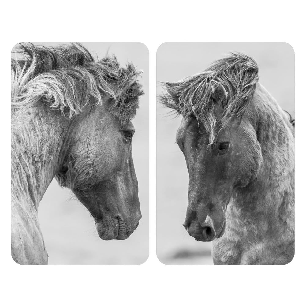Súprava 2 sivých krytov na sporák Wenko Horses 52 x 30 cm
