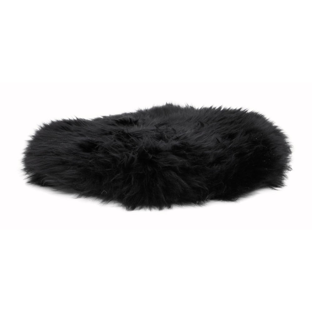 Čierny sedák z ovčej kožušiny Native Natural Round ⌀ 40 cm