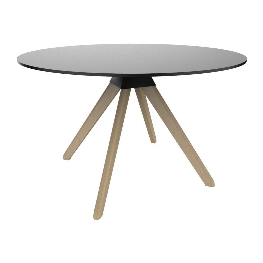 Čierny jedálenský stôl s podnožím z bukového dreva Magis Cuckoo ø 75 cm