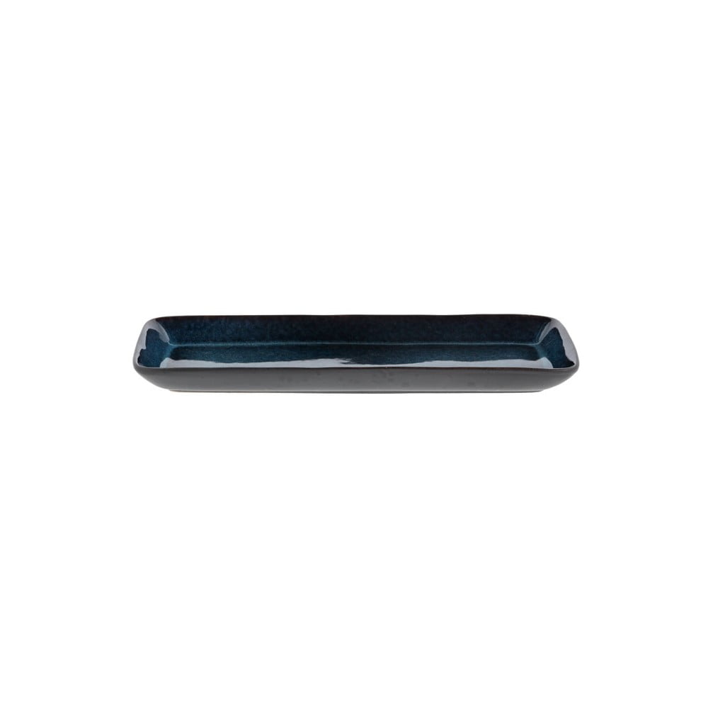 Čierno-modrá kameninová servírovacia tácka Bitz 38 x 14 cm