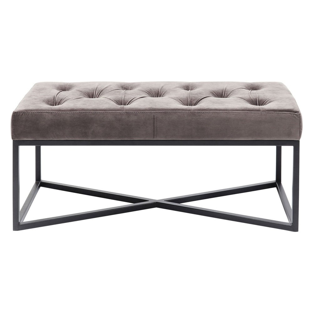 Sivá zamatová lavica Kare Design Crossover 90 cm