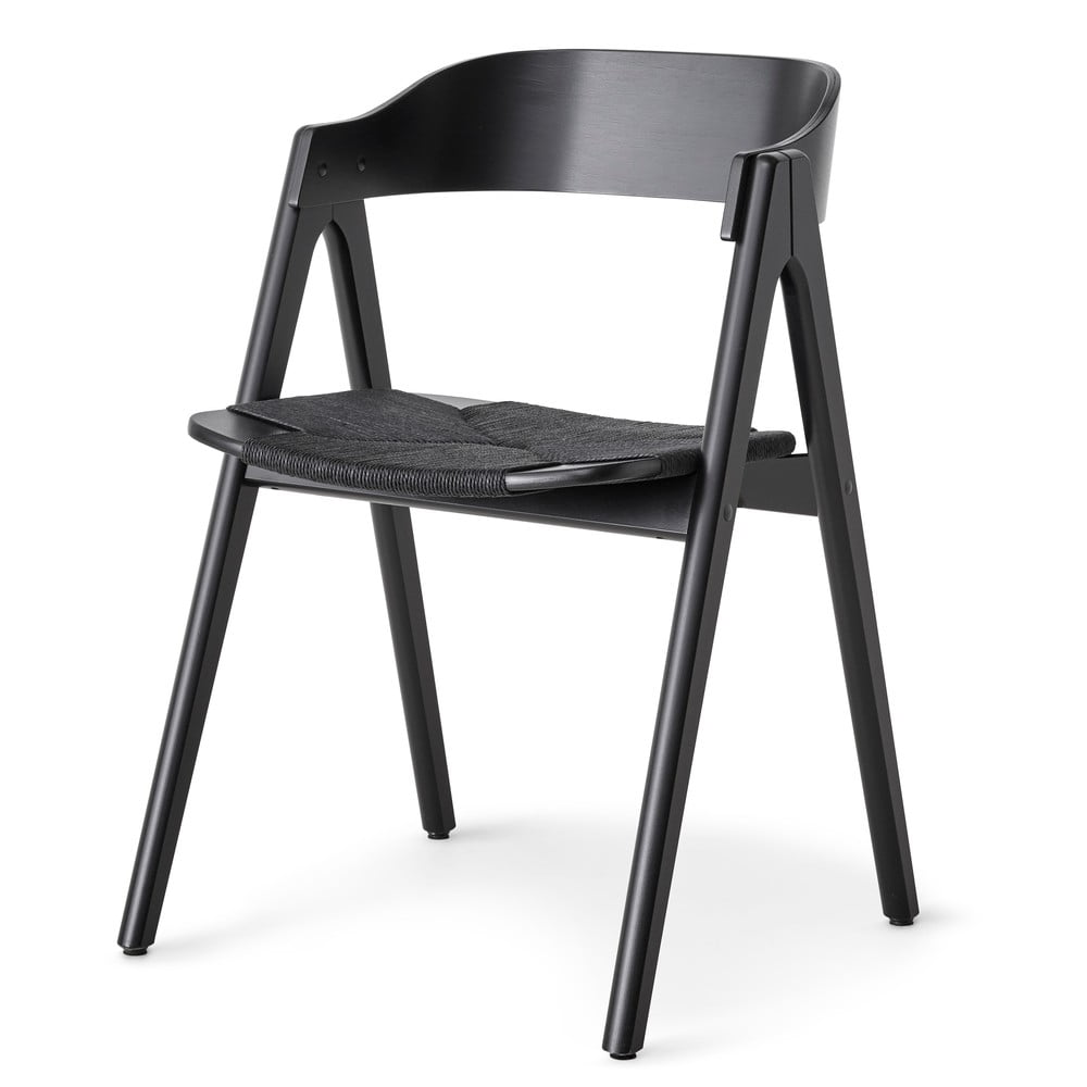 Čierna jedálenská stolička z bukového dreva s čiernym ratanovým sedákom Findahl by Hammel Mette