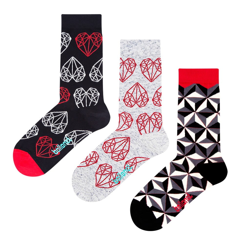 Set 3 párov ponožiek Ballonet Socks Black  White v darčekovom balení veľkosť 36 - 40