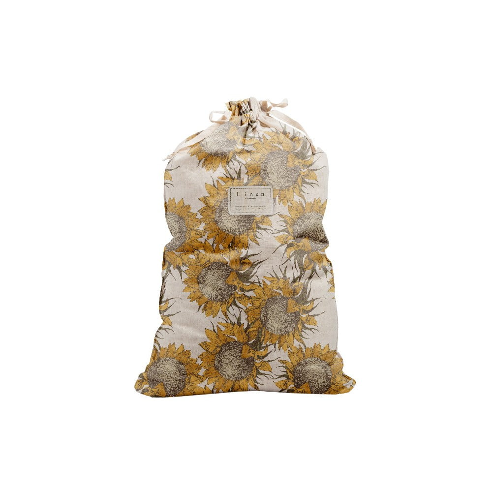 Látkový vak na bielizeň s prímesou bavlny Really Nice Things Bag Sunflower výška 75 cm
