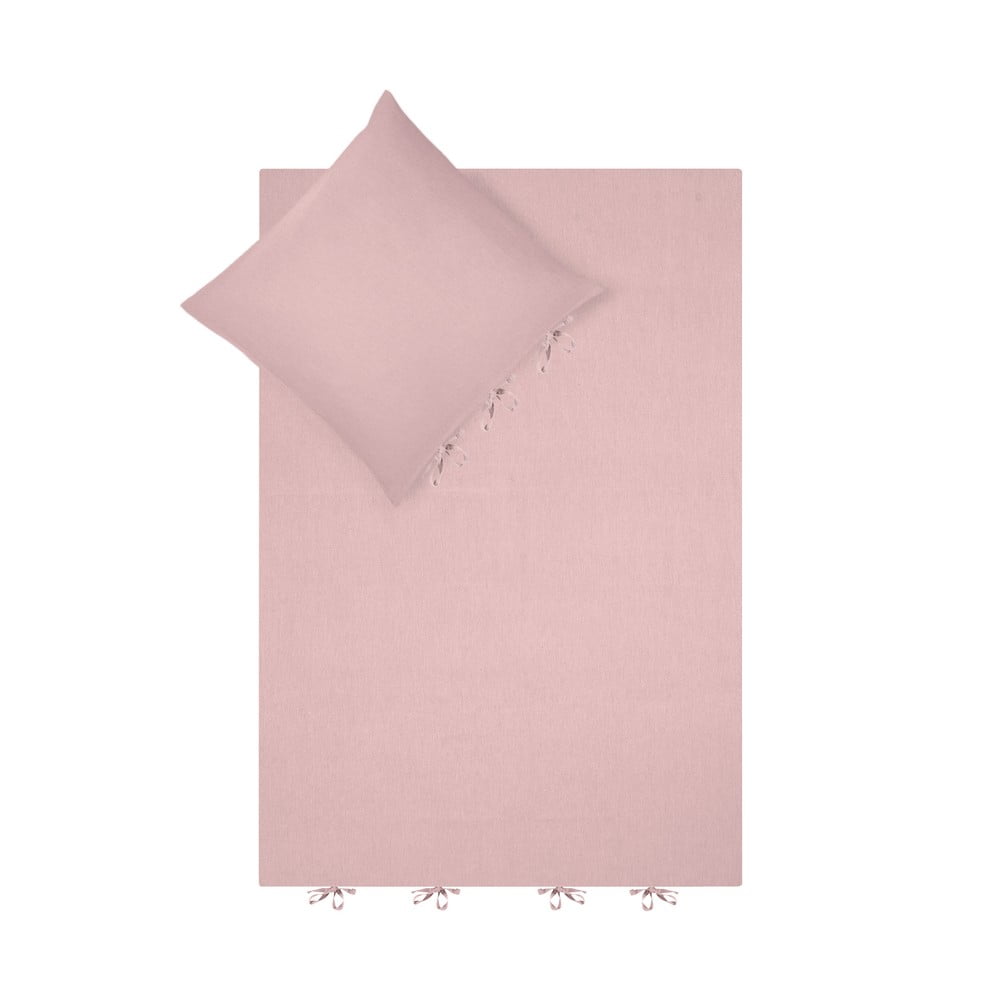 Ružové ľanové obliečky na jednolôžko Port Maine Indica 135 x 200 cm