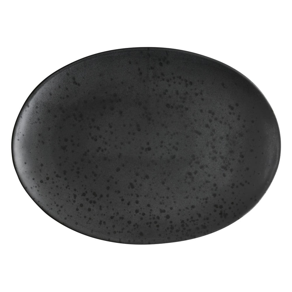 Čierny kameninový oválny servírovací tanier Bitz Basics Black 45 x 34 cm