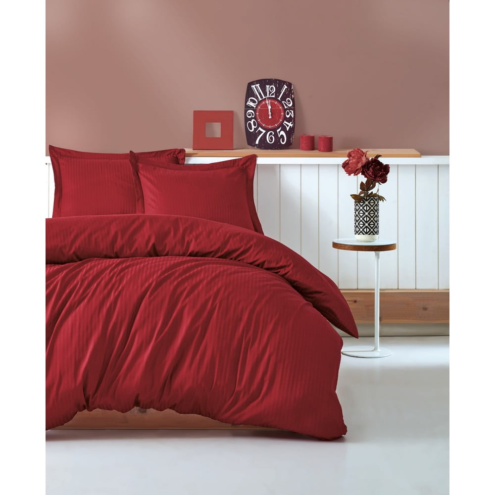 Červené obliečky s plachtou na dvojlôžko Stripe 200 × 220 cm