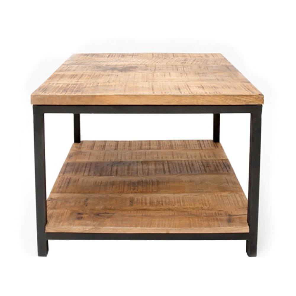 Čierny konferenčný stolík s doskou z mangového dreva LABEL51 Vintage 60 × 60 cm