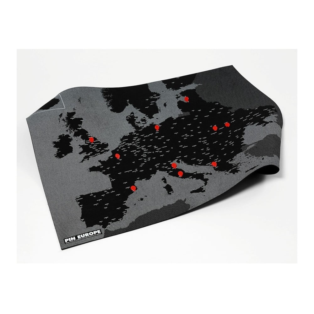 Čierna nástenná mapa Európy Palomar Pin World 100 x 80 cm