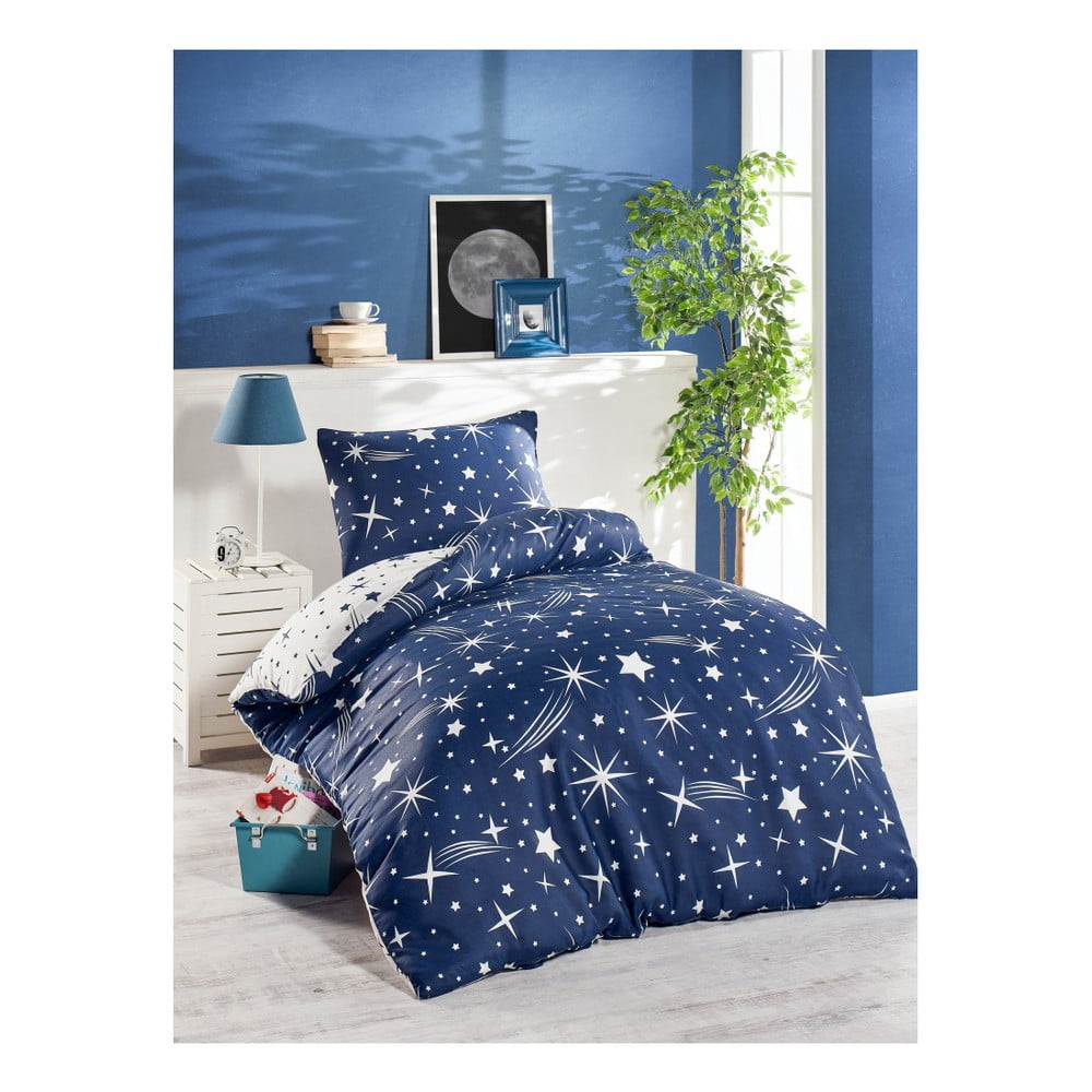Modrá posteľná bielizeň na jednolôžko Jussno Night Sky 140 x 200 cm