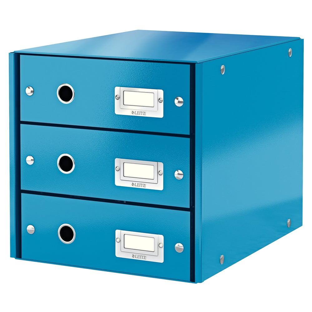 Modrá škatuľa s 3 zásuvkami Leitz Office 36 x 29 x 28 cm