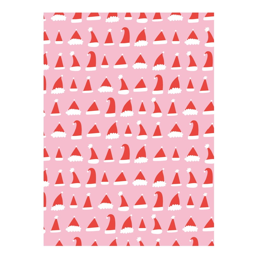 5 hárkov ružovo-červeného baliaceho papiera eleanor stuart Santa Hats 50 x 70 cm