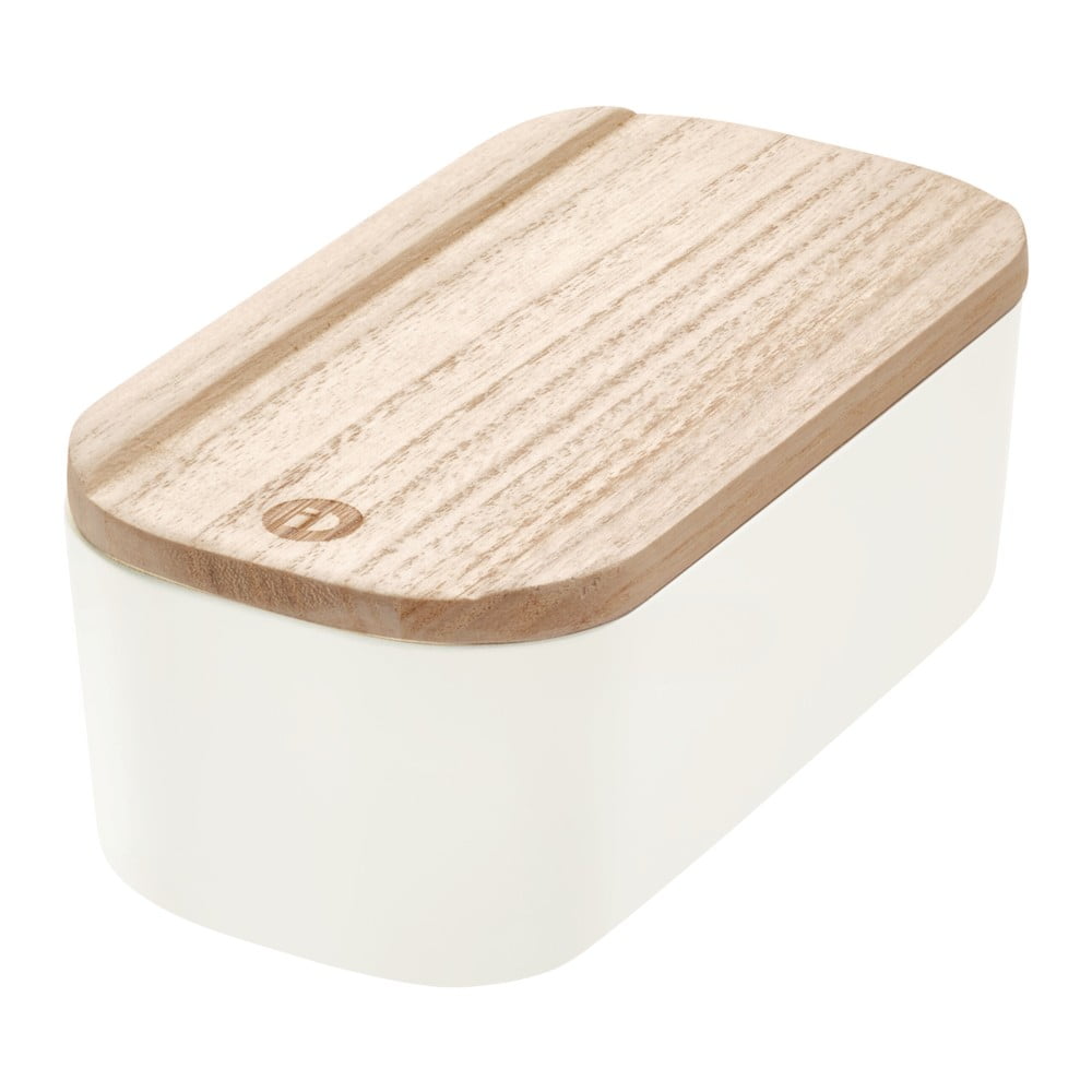 Biely úložný box s vekom z dreva paulownia iDesign Eco 9 x 183 cm