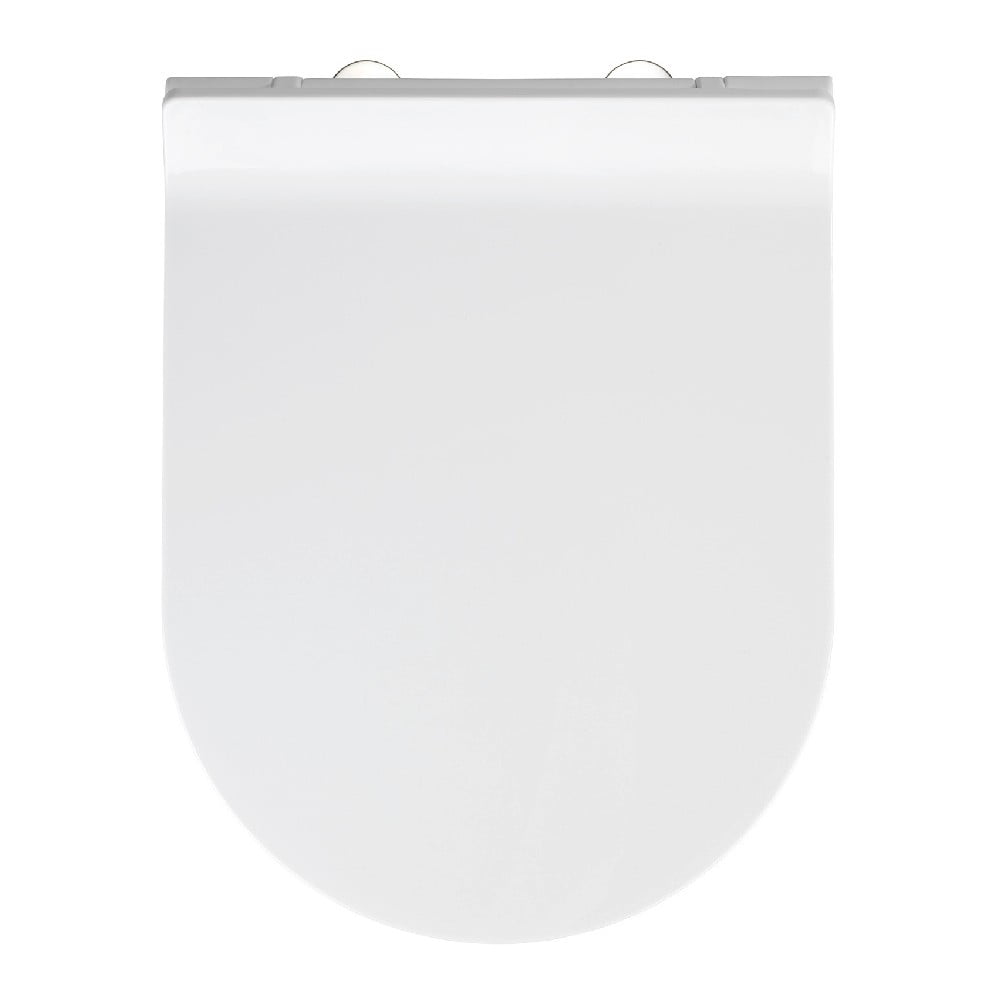 Biele WC sedadlo s jednoduchým zatváraním Wenko Habos 46 × 36 cm