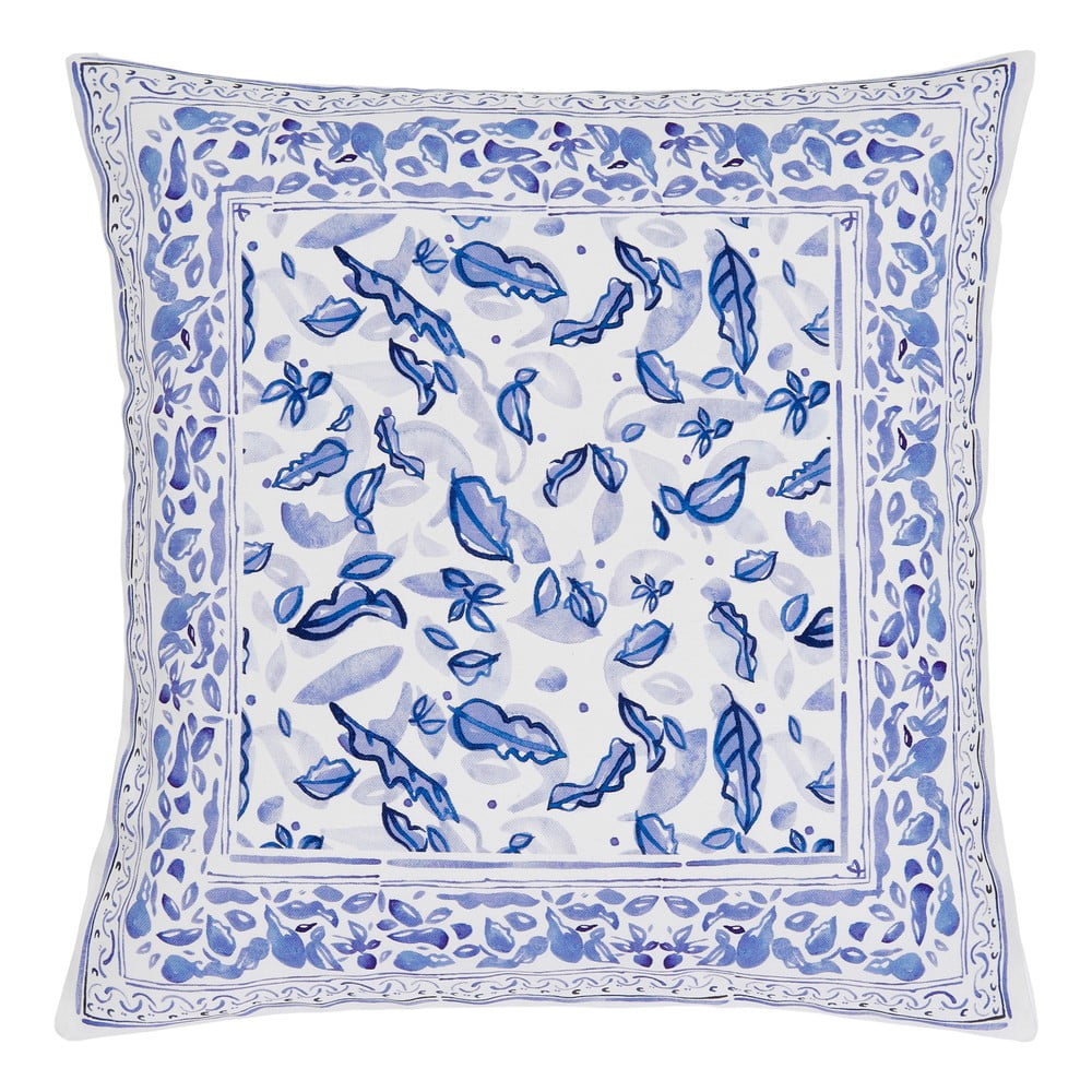 Modro-béžová bavlnená dekoratívna obliečka na vankúš Westwing Collection Andrea 45 x 45 cm