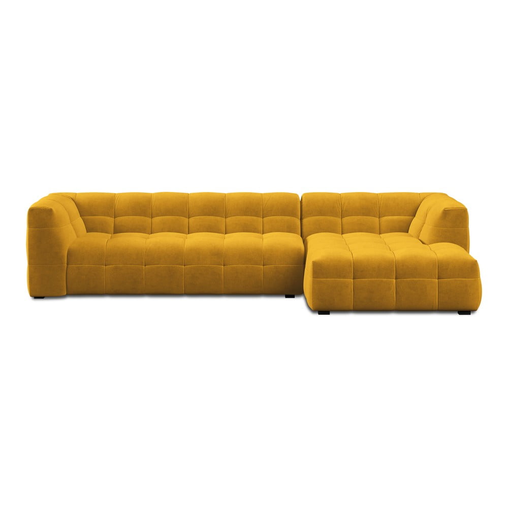 Žltá zamatová rohová pohovka Windsor  Co Sofas Vesta pravý roh