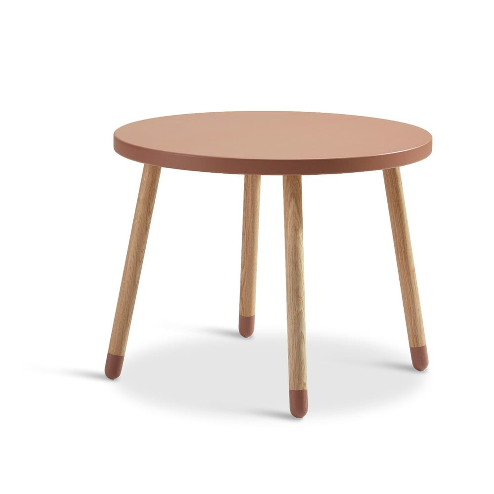 Ružový detský stolík Flexa Dots ø 60 cm