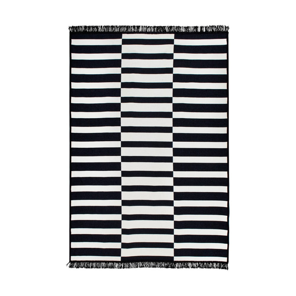 Čierno-biely obojstranný koberec Poros 120 × 180 cm