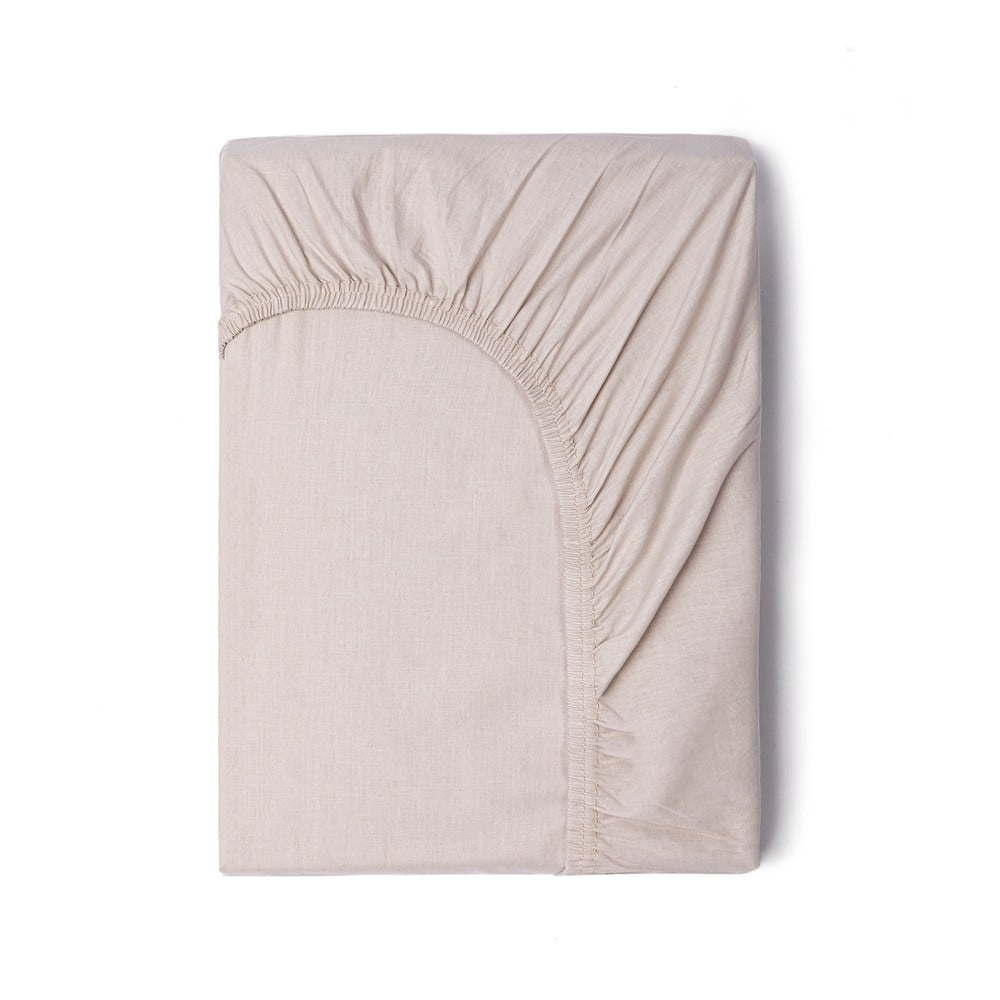 Béžová bavlnená elastická plachta Good Morning 180 x 200 cm