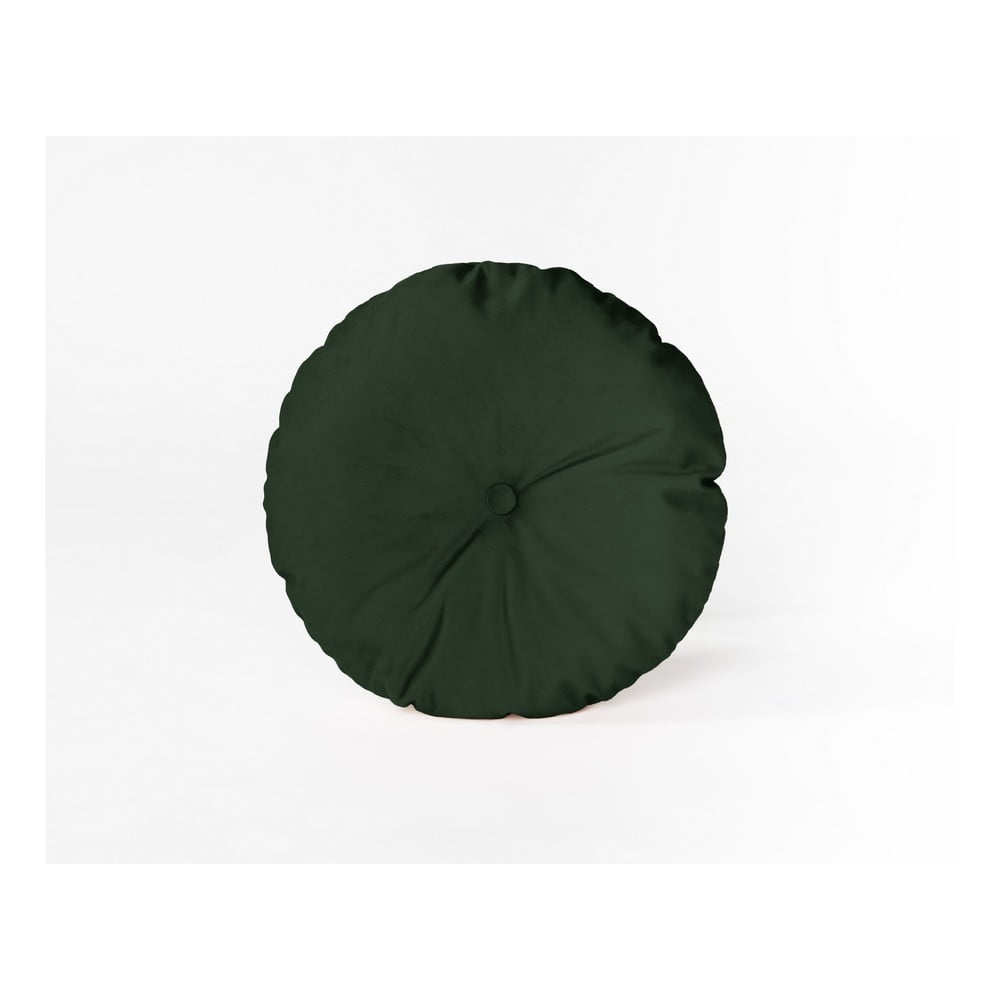 Okrúhly dekoračný vankúš so zamatovým poťahom Velvet Atelier Dark Green ⌀ 35 cm
