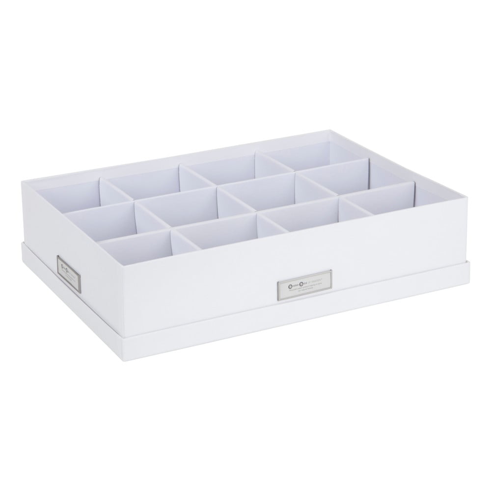 Biely úložný box s 12 priehradkami Bigso Box of Sweden Jakob 31 x 43 cm