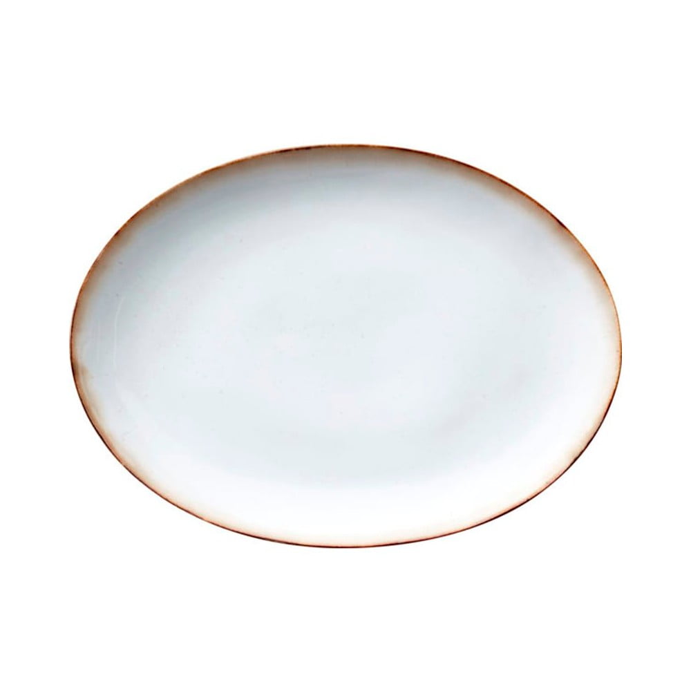 Oválny kameninový servírovací tanier Bitz Basics Grey Cream 45 x 34 cm