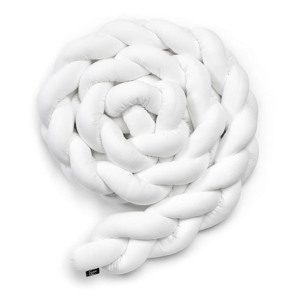 Biely bavlnený pletený mantinel do postieľky ESECO dĺžka 180 cm