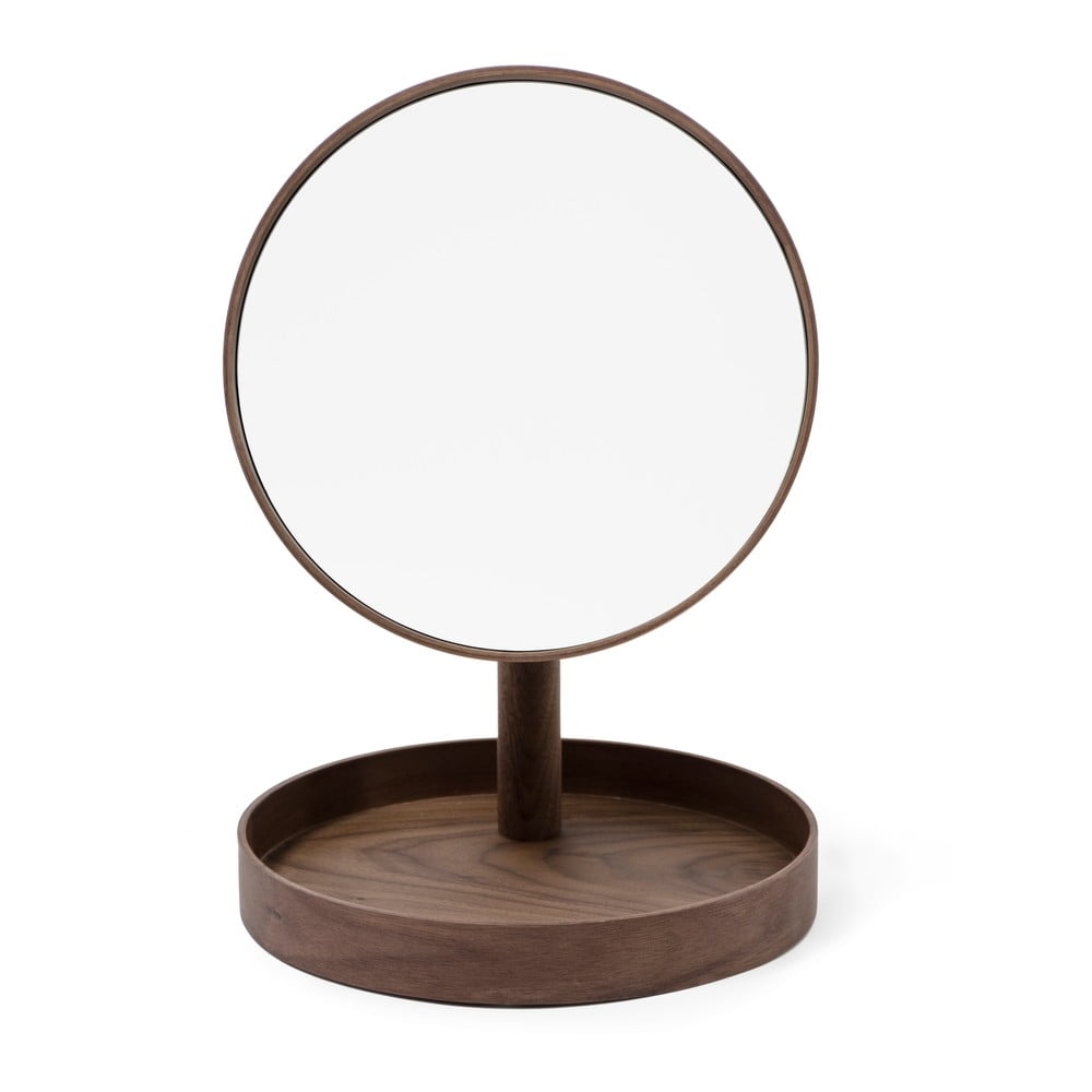 Kozmetické zrcadlo s rámom z orechového dreva Wireworks Cosmos ø 25 cm
