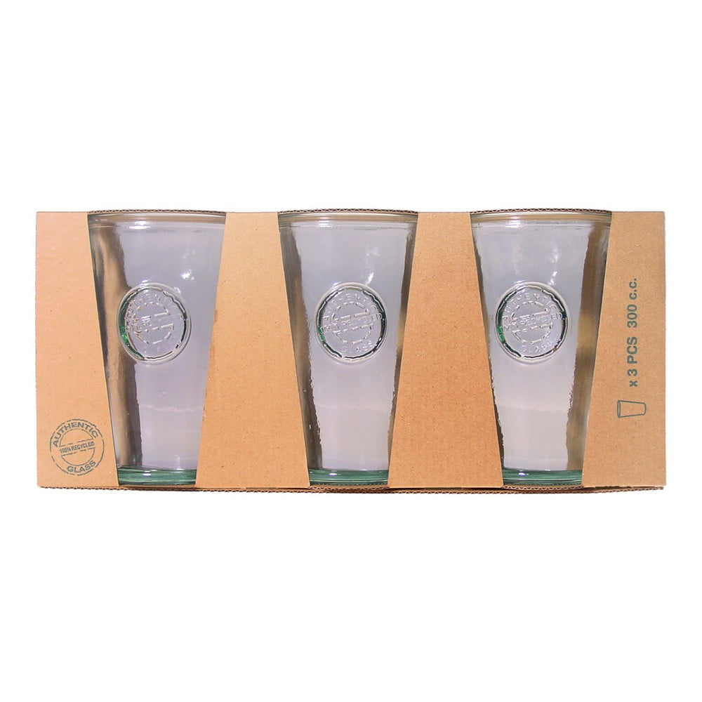 Súprava 3 pohárov z recyklovaného skla Esschert Design Authentic 300 ml