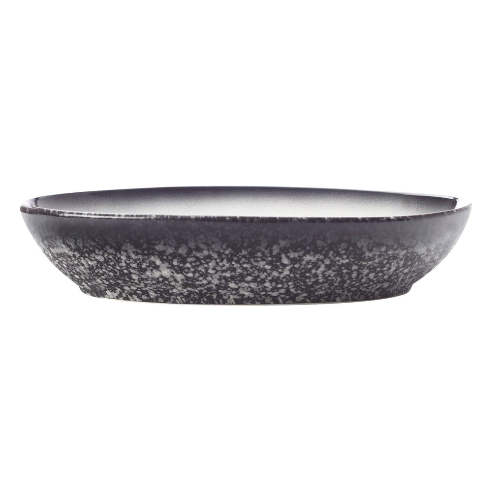 Bielo-čierna keramická oválna miska Maxwell  Williams Caviar dĺžka 30 cm