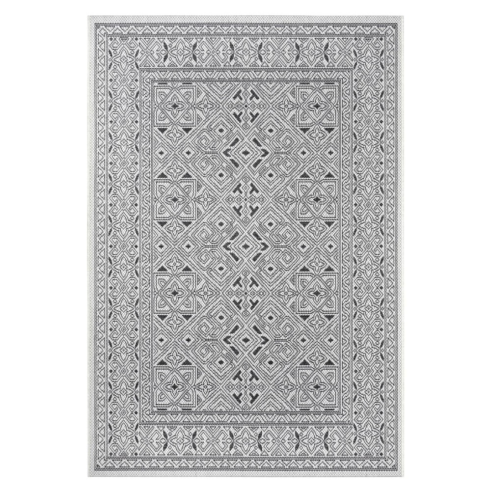 Čierno-béžový vonkajší koberec NORTHRUGS Cuadrado 70 x 140 cm