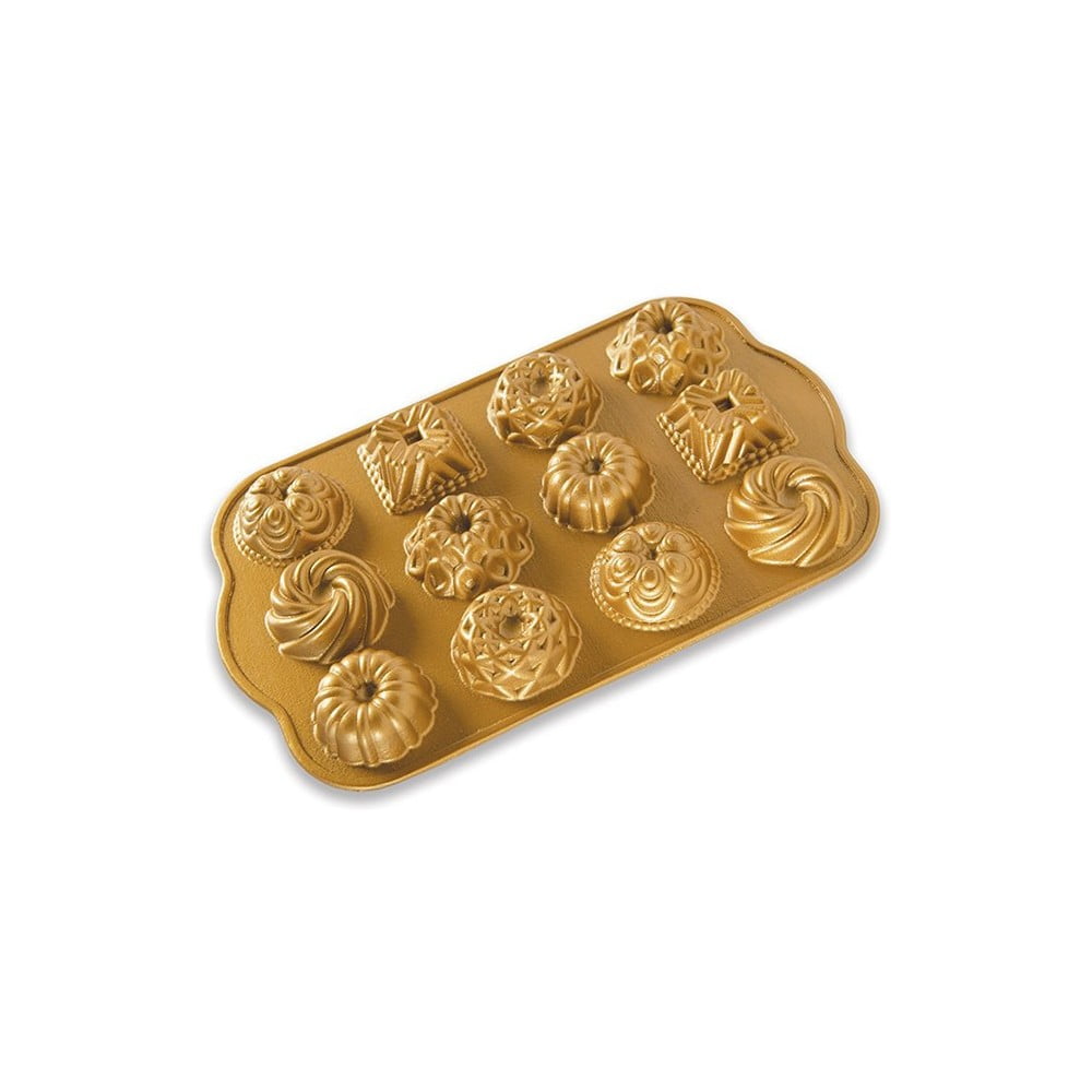 Forma na 12 minibáboviek v zlatej farbe Nordic Ware Minimix 280 ml